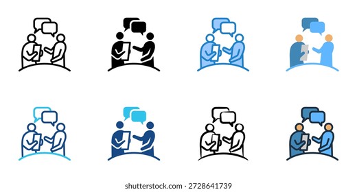 Interview icons set multiple style collection. Editable stroke 
