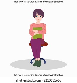Interview instruction banner interview instruction banner candidate icons cartoon characters sketch