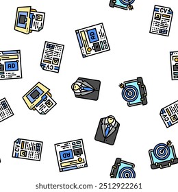 interview job business employee vector seamless pattern thin line illustration