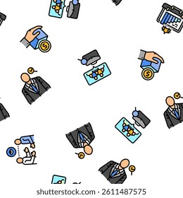 interview job business employee vector seamless pattern thin line illustration