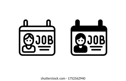 Icono del calendario de trabajo de entrevista, logotipo, vector