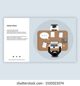 Interview. Landing Page illustration flat design concept for business, business online, startup, ecommerce and much more