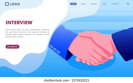 Interview landing page website illustration vector flat design 