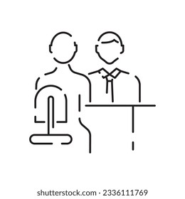 Interview line icon. Business job vector management meeting. Work employee and career. Progress and Personal Development