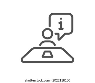 Interview line icon. Job information sign. Business meeting symbol. Quality design element. Linear style interview icon. Editable stroke. Vector