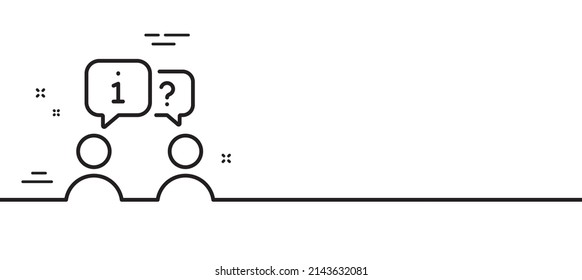 Interview line icon. Job information sign. Business meeting symbol. Minimal line illustration background. Interview line icon pattern banner. White web template concept. Vector