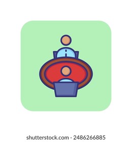 Interview line icon. Round table, candidate, employer, negotiations. Meeting concept. Can be used for topics like employment, job interview, head hunting