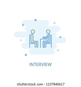 Interview line trendy icon. Simple line, colored illustration. Interview symbol flat design from Project Management set. Can be used for UI/UX