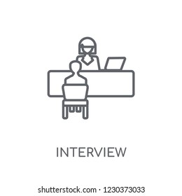 Interview linear icon. Modern outline Interview logo concept on white background from Human Resources collection. Suitable for use on web apps, mobile apps and print media.
