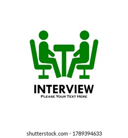 Ilustración de la plantilla de diseño del logotipo de entrevista. apto para la contratación, la preparación, la entrevista, la empresa, etc.