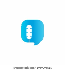Interview logo ,Podcast Logo ,Design With Microphone and Speaker Button Stock Illustration.