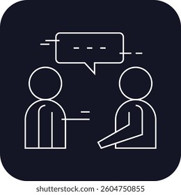 Interview meeting icon with black filled line outline style. stroke, contract, graphic, employment, relationship, resource, web. Vector Illustration