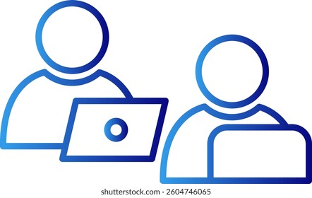 Interview meeting icon with blue gradient outline style. stroke, contract, graphic, employment, relationship, resource, web. Vector Illustration