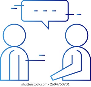 Interview meeting icon with blue gradient outline style. stroke, contract, graphic, employment, relationship, resource, web. Vector Illustration