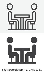 Conjunto de iconos de estilo diferente de mesa de reuniones de entrevista. Línea, contorno y símbolo de Vector sólido con trazo editable. Icono de entrevista para discusión, contratación e icono de recursos humanos.