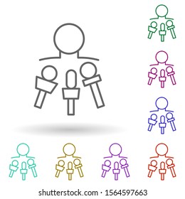 To interview multi color icon. Simple thin line, outline vector of media, press icons for ui and ux, website or mobile application