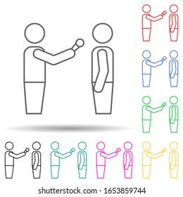 to interview multi color style icon. Simple thin line, outline vector of media icons for ui and ux, website or mobile application