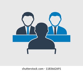 Interview Panel Icon On Gray Background