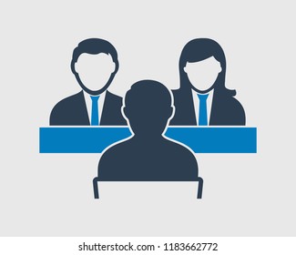 Interview Panel Icon On Gray Background