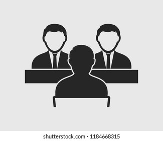 Interview Panel Icon On Gray Background