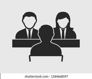 Interview Panel Icon On Gray Background