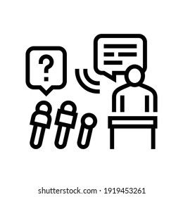 interview pr line icon vector. interview pr sign. isolated contour symbol black illustration