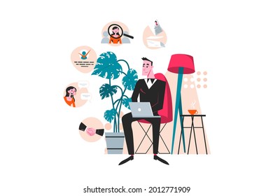 Interview Process Illustration Concept. Flat Illustration Isolated On White Background.