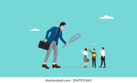 interview prospective workers or Analyze candidate, choose recruitment applicants, staff or finding right person for job concept, businessman analyzing employee or job candidates