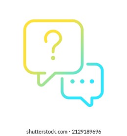Interview question gradient linear vector icon. Communication process. Journalist job and mass media. Thin line color symbol. Modern style pictogram. Vector isolated outline drawing