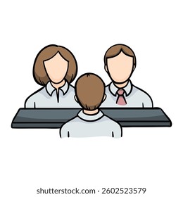 Interview. Recruitment. Group of people. Vector icon isolated on white background. Illustration for banner, poster, flyer, print,