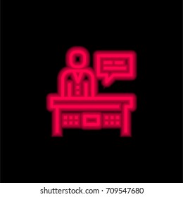 Interview red glowing neon ui ux icon. Glowing sign logo vector