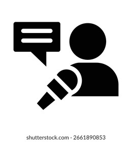 interview report glyph icon illustration vector graphic. Simple element illustration vector graphic, suitable for app, websites, and presentations isolated on white background