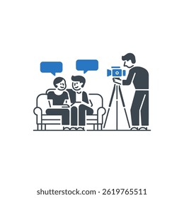 Ícone Da Cena Da Entrevista Isolado No Plano De Fundo Branco