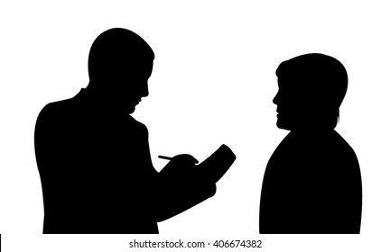 interview, silhouette vector