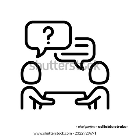 Interview thin line icon. Employment, hr, meeting, one person answers the questions. Editable stroke. Vector illustration.