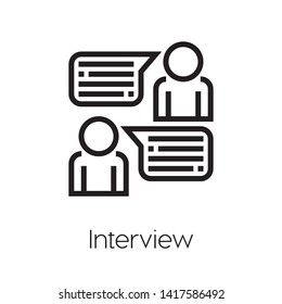 Icono de vector de entrevista. Símbolo de reunión comercial. Signo de estilo lineal para concepto móvil y diseño web. Ilustración del símbolo de entrevista. Gráficos vectoriales de píxeles - Vector.
