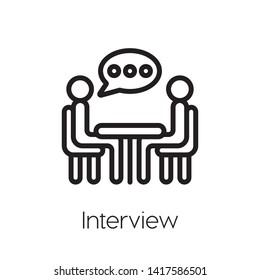 Interview vector icon. Business meeting symbol. Linear style sign for mobile concept and web design. Interview symbol illustration. Pixel vector graphics - Vector