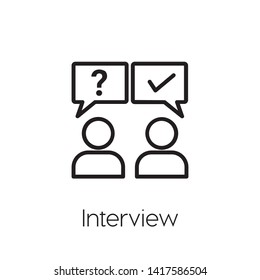 Interview vector icon. Business meeting symbol. Linear style sign for mobile concept and web design. Interview symbol illustration. Pixel vector graphics - Vector.

