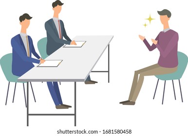 Interview. Vector illustration. interviewer. Job change activities, staple food activities.