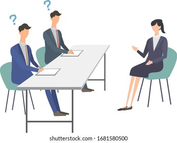 Interview. Vector illustration. interviewer. Job change activities, staple food activities.