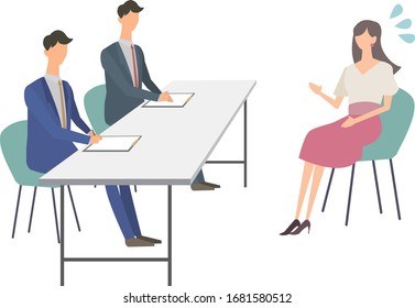 Interview. Vector illustration. interviewer. Job change activities, staple food activities.