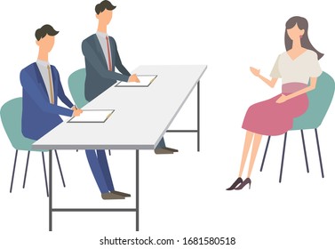 Interview. Vector illustration. interviewer. Job change activities, staple food activities.
