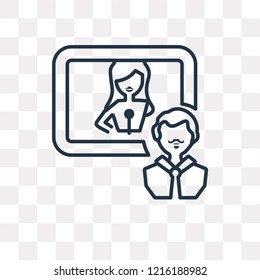 Interview vector outline icon isolated on transparent background, high quality linear Interview transparency concept can be used web and mobile