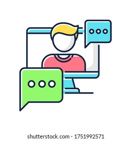 Interview video RGB color icon. Journalist footage. Video call conversation. Live online conference. Internet chatting. Isolated vector illustration