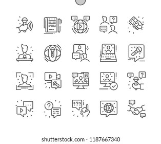Interview Well-crafted Pixel Perfect Vector Thin Line Icons 30 2x Grid for Web Graphics and Apps. Simple Minimal Pictogram