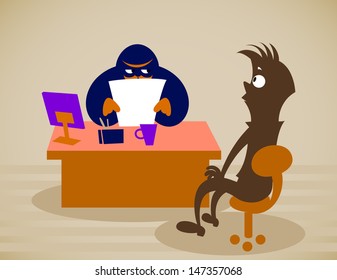 Interview for work. Vector illustration on a background