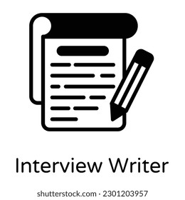 Icono de glifo de escritor de entrevistas es fácil de usar y descargar 