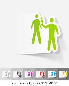 interviewer and the respondent paper sticker with shadow. Vector illustration