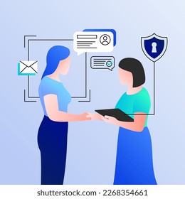 Interviewing a candidate, hiring, offer. Recruitment Illustration. Vector illustration