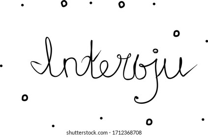 Intervju phrase handwritten with a calligraphy brush. Poll in swedish. Modern brush calligraphy. Isolated word black